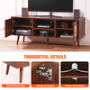 VEVOR Rattan TV Stand, Boho TV Cabinet for 55 inch TV, Mid Century Modern TV Stand, Rattan TV Console with Adjustable Shelfs for  Living Room, Media Room, Walnut