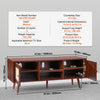 VEVOR Rattan TV Stand, Boho TV Cabinet for 55 inch TV, Mid Century Modern TV Stand, Rattan TV Console with Adjustable Shelfs for  Living Room, Media Room, Walnut