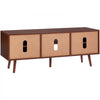 VEVOR Rattan TV Stand, Boho TV Cabinet for 55 inch TV, Mid Century Modern TV Stand, Rattan TV Console with Adjustable Shelfs for  Living Room, Media Room, Walnut