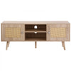 VEVOR Rattan TV Stand, Boho TV Cabinet for 55 inch TV, Mid Century Modern TV Stand, Rattan TV Console with Adjustable Shelfs for  Living Room, Media Room, Oak