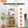 VEVOR Rattan Bookshelf, Ladder Shelf with 2 Doors, Rectangle Freestanding Open Storage Bookcase Rack Organizer, Storage Display Shelves Ideal for Library, Meeting Room, Office, Study, Natural