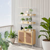 VEVOR Rattan Bookshelf, Ladder Shelf with 2 Doors, Rectangle Freestanding Open Storage Bookcase Rack Organizer, Storage Display Shelves Ideal for Library, Meeting Room, Office, Study, Natural