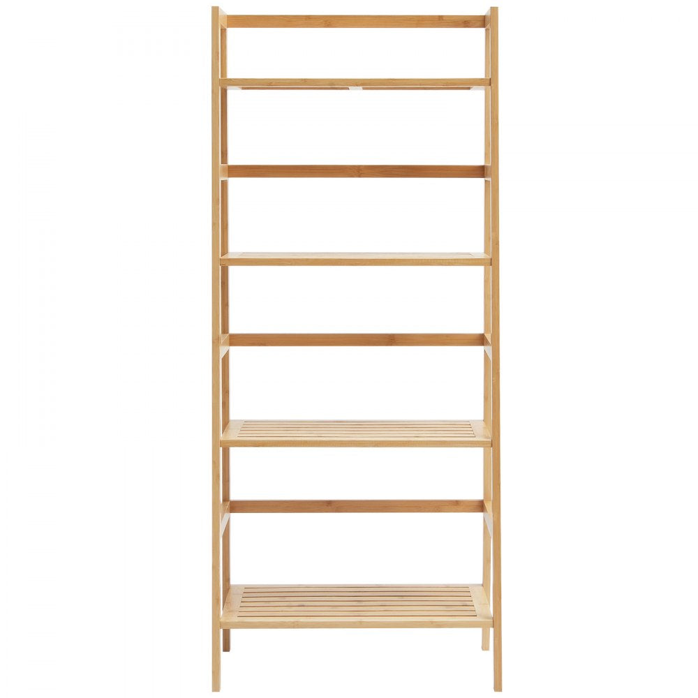 VEVOR 4-Tier Bamboo Ladder Shelf, Trapezoid Open Bookcase, Display Storage Rack Organizer, Freestanding Flower Plant Stand, Ladder Bookshelf Ideal for Bathroom, Bedroom, Office, Study, Natural