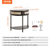 VEVOR Half-moon Rattan Console Table with 2 Drawers, Rattan Entryway Table with Natural Rattan Sliding Door, Console Table with Storage for Living Room, Study, Entryway Or TV Wall, Black