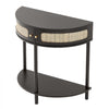 VEVOR Half-moon Rattan Console Table with 2 Drawers, Rattan Entryway Table with Natural Rattan Sliding Door, Console Table with Storage for Living Room, Study, Entryway Or TV Wall, Black