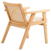 VEVOR Mid Century Modern Rattan Chair, Upholstered Velvet Accent Chair with Rattan Back, Retro Living Room Chair for Living Room, Bedroom, Reading Room, and Office, Beige