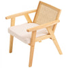 VEVOR Mid Century Modern Rattan Chair, Upholstered Velvet Accent Chair with Rattan Back, Retro Living Room Chair for Living Room, Bedroom, Reading Room, and Office, Beige