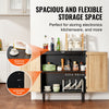 VEVOR Rattan Cabinet, Rattan Storage Cabinet with 2 Magnetic Doors and Adjustable Shelves, Sideboard Buffet Cabinet for Hallway, Entryway, Living Room, or Kitchen, Black