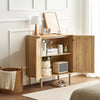 VEVOR Rattan Cabinet, Rattan Storage Cabinet with 2 Magnetic Doors and Adjustable Shelves, Sideboard Buffet Cabinet for Hallway, Entryway, Living Room, or Kitchen, Natural