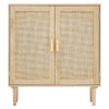 VEVOR Rattan Cabinet, Rattan Storage Cabinet with 2 Magnetic Doors and Adjustable Shelves, Sideboard Buffet Cabinet for Hallway, Entryway, Living Room, or Kitchen, Natural
