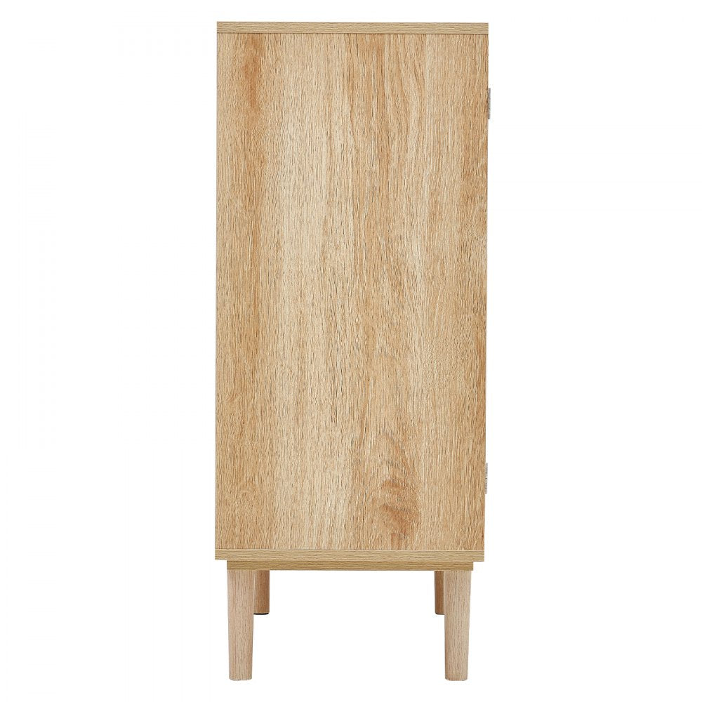 VEVOR Rattan Cabinet, Rattan Storage Cabinet with 2 Magnetic Doors and Adjustable Shelves, Sideboard Buffet Cabinet for Hallway, Entryway, Living Room, or Kitchen, Natural