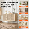 VEVOR Rattan Cabinet, Rattan Storage Cabinet with 3 Magnetic Doors and Adjustable Shelves, Sideboard Buffet Cabinet for Hallway, Entryway, Living Room, or Kitchen, Natural