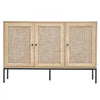 VEVOR Rattan Cabinet, Rattan Storage Cabinet with 3 Magnetic Doors and Adjustable Shelves, Sideboard Buffet Cabinet for Hallway, Entryway, Living Room, or Kitchen, Natural