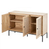 VEVOR Rattan Cabinet, Rattan Storage Cabinet with 3 Magnetic Doors and Adjustable Shelves, Sideboard Buffet Cabinet for Hallway, Entryway, Living Room, or Kitchen, Natural