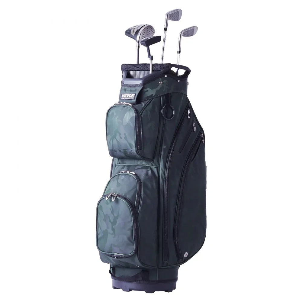 VEVOR Golf Cart Bag with 14 Way Organizer Divider Top, 36” 11 Pockets Premium Nylon Cart Bag, Durable Golf Bags with Handles & Dust Cover & Detachable Straps for Men & Women, Army Green