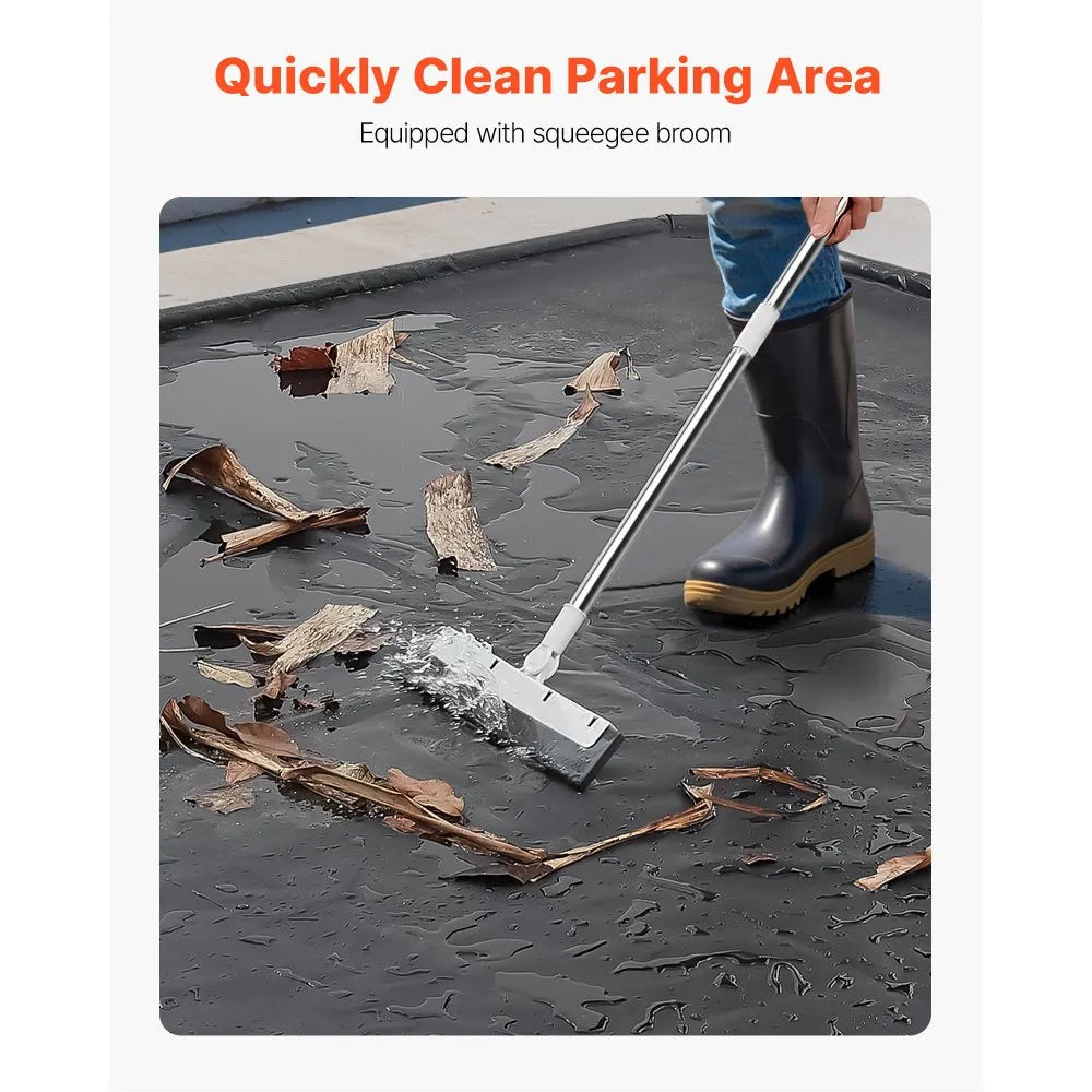 VEVOR Containment Mat, 7 ft 9 in x 18 ft, Non-Slip PVC Garage Floor Mat with a Cleaning Squeegee, Heavy Duty Durable Waterproof Containment Protection from Snow, Rain and Mud for Cars Parking, Black
