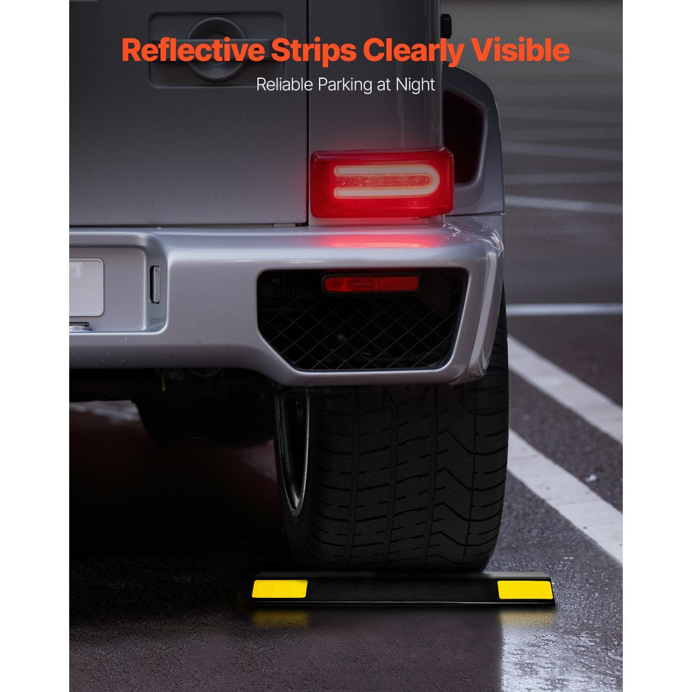 VEVOR Parking Stopper, 18 Inch 2 Pcs Heavy Duty Parking Aid for Garage, PP Curb Garage Floor Stopper with Reflective Strips, Vehicles Gadgets for Cars Vans Trucks Tire Wheel Guide Block Stops Bumpers