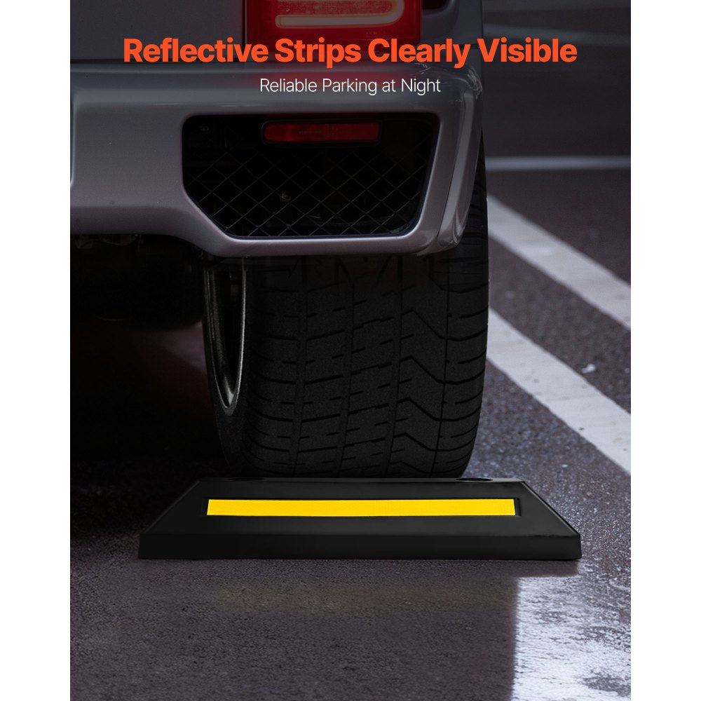 VEVOR Parking Stopper, 21.6 Inch 2 Pcs Heavy Duty Parking Aid for Garage, Rubber Curb Garage Floor Stopper with Reflective Strips, Aid Gadgets for Cars Vans Trucks Tire Wheel Guide Block Stops Bumpers