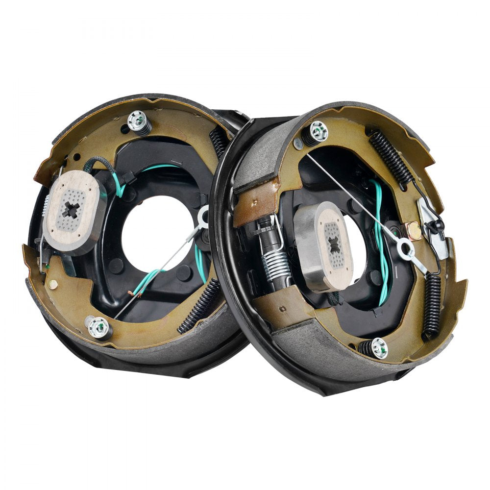 VEVOR Electric Trailer Brake Assembly, 10" x 2-1/4", 1 Pair Self-Adjusting Electric Brakes Kit for 3500 lbs Axle, 4-Hole Mounting, Backing Plates for Brake System Part Replacement (1 Right + 1 Left)
