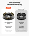 Self-adjusting electric trailer brake comparison graphic (ours vs others)