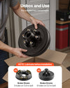 Unbox and use graphic showing pre-installed key components and bolt patterns