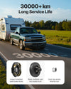 Long service life graphic (30000+ km) highlighting durable components
