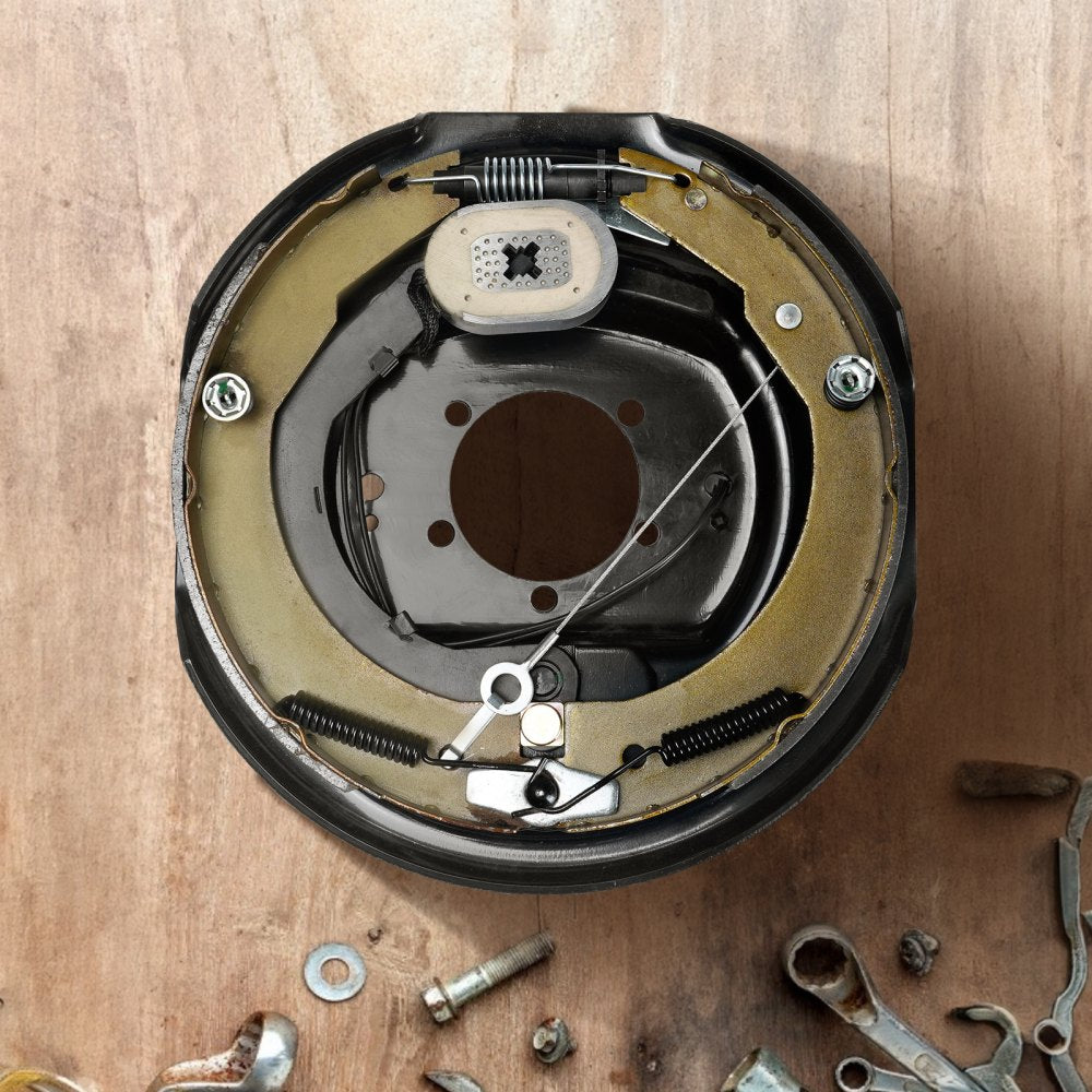 VEVOR Electric Trailer Brake Assembly, 12" x 2", 1 Pair Self-Adjusting Electric Brakes Kit for 7000 lbs Axle, 5-Hole Mounting, Backing Plates for Braking System Part Replacement (1 Right + 1 Left)