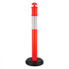 VEVOR 3 Pack Traffic Delineator Posts, 48 inches Traffic Safety Cones with Fillable Base and Reflective Strips, Heavy Duty Delineator Posts for Construction Site, Parking Lot, Crowd Control, Red