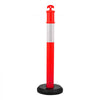 VEVOR 3 Pack Traffic Delineator Posts, 48 inches Traffic Safety Cones with Fillable Base and Reflective Strips, Heavy Duty Delineator Posts for Construction Site, Parking Lot, Crowd Control, Red