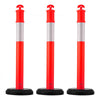 VEVOR 3 Pack Traffic Delineator Posts, 48 inches Traffic Safety Cones with Fillable Base and Reflective Strips, Heavy Duty Delineator Posts for Construction Site, Parking Lot, Crowd Control, Red