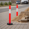 VEVOR 6 Pack Traffic Delineator Posts, 48 inches Traffic Safety Cones with Fillable Base and Reflective Strips, Heavy Duty Delineator Posts for Construction Site, Parking Lot, Crowd Control, Red