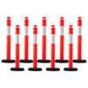VEVOR 9 Pack Traffic Delineator Posts, 48 inches Traffic Safety Cones with Fillable Base and Reflective Strips, Heavy Duty Delineator Posts for Construction Site, Parking Lot, Crowd Control, Red