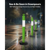 VEVOR 3 Pack Traffic Delineator Posts, 48 inches Traffic Safety Cones with Fillable Base and Reflective Strips, Heavy Duty Delineator Posts for Construction Site, Parking Lot, Crowd Control, Green