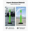 VEVOR 3 Pack Traffic Delineator Posts, 48 inches Traffic Safety Cones with Fillable Base and Reflective Strips, Heavy Duty Delineator Posts for Construction Site, Parking Lot, Crowd Control, Green