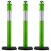 VEVOR 3 Pack Traffic Delineator Posts, 48 inches Traffic Safety Cones with Fillable Base and Reflective Strips, Heavy Duty Delineator Posts for Construction Site, Parking Lot, Crowd Control, Green