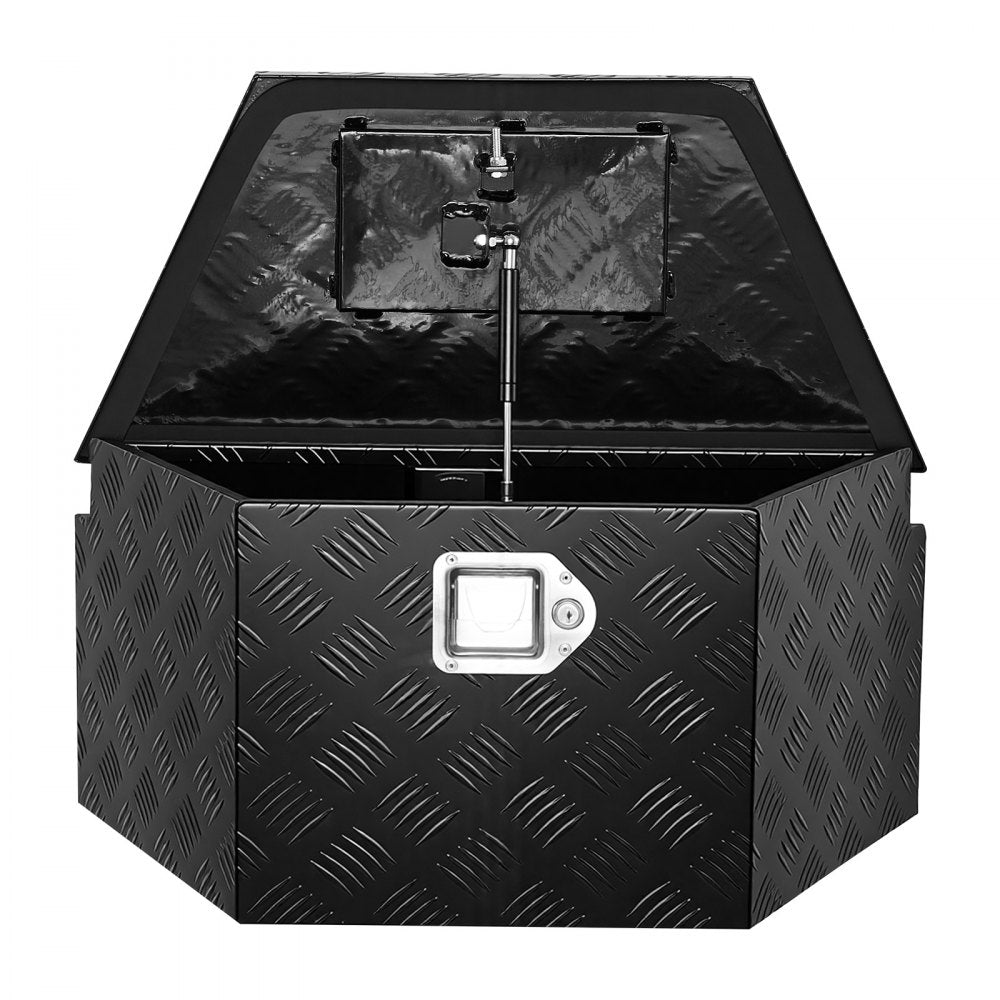 VEVOR Trailer Tongue Box, 26" x 13" x 12" Aluminum Trailer Tongue Tool Box, Heavy Duty Storage Organizer with Lock and Keys, Utility Tool Chest for Pickup Truck Bed, RV, SUV, Off-Road Vehicle, Black