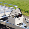 VEVOR Trailer Tongue Box, 26" x 13" x 12" Aluminum Trailer Tongue Tool Box, Heavy Duty Storage Organizer with Lock and Keys, Utility Tool Chest for Pickup Truck Bed, RV, SUV, Off-Road Vehicle, Silver