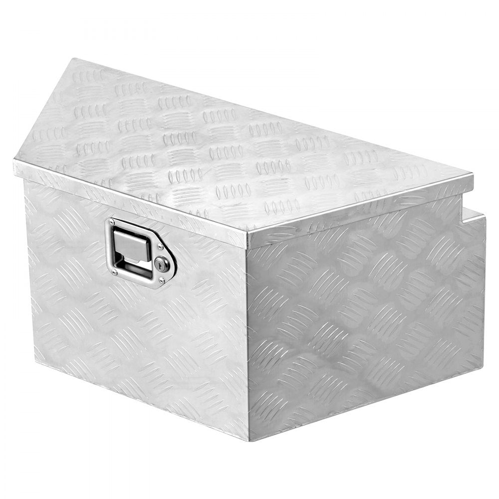 VEVOR Trailer Tongue Box, 26" x 13" x 12" Aluminum Trailer Tongue Tool Box, Heavy Duty Storage Organizer with Lock and Keys, Utility Tool Chest for Pickup Truck Bed, RV, SUV, Off-Road Vehicle, Silver