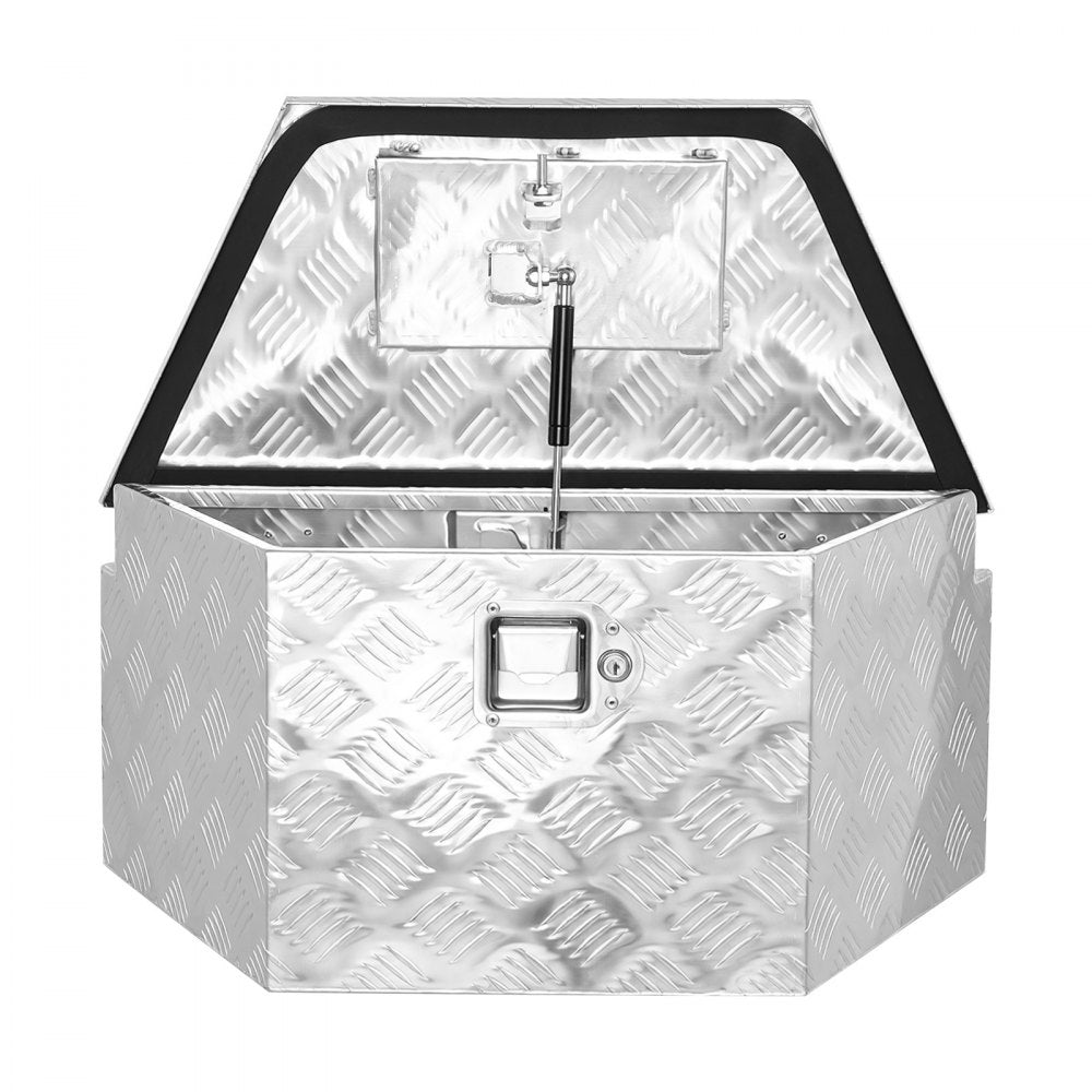 VEVOR Trailer Tongue Box, 26" x 13" x 12" Aluminum Trailer Tongue Tool Box, Heavy Duty Storage Organizer with Lock and Keys, Utility Tool Chest for Pickup Truck Bed, RV, SUV, Off-Road Vehicle, Silver