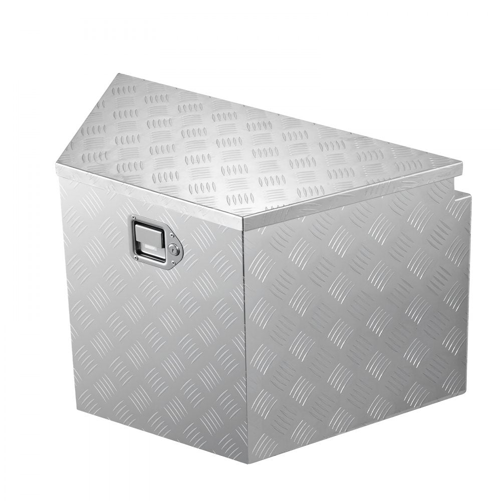 VEVOR Trailer Tongue Box, 29" x 16.1" x 18" Aluminum Trailer Tongue Tool Box, Heavy Duty Storage Organizer with Lock & Keys, Utility Tool Chest for Pickup Truck Bed, RV, SUV, Off-Road Vehicle, Silver