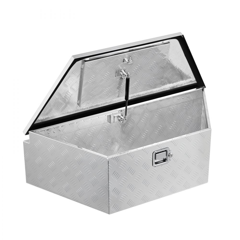 VEVOR Trailer Tongue Box, 39" x 16.5" x 12" Aluminum Trailer Tongue Tool Box, Heavy Duty Storage Organizer with Lock & Keys, Utility Tool Chest for Pickup Truck Bed, RV, SUV, Off-Road Vehicle, Silver
