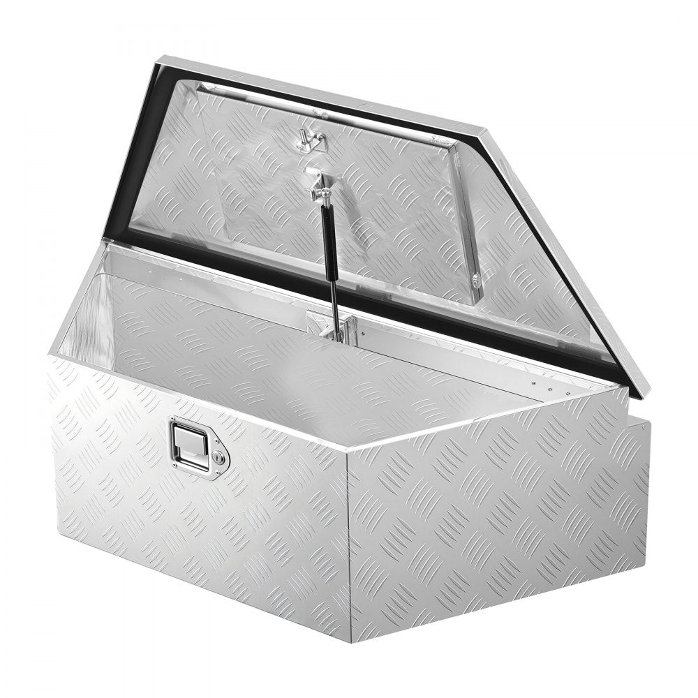 VEVOR Trailer Tongue Box, 39" x 16.5" x 12" Aluminum Trailer Tongue Tool Box, Heavy Duty Storage Organizer with Lock & Keys, Utility Tool Chest for Pickup Truck Bed, RV, SUV, Off-Road Vehicle, Silver