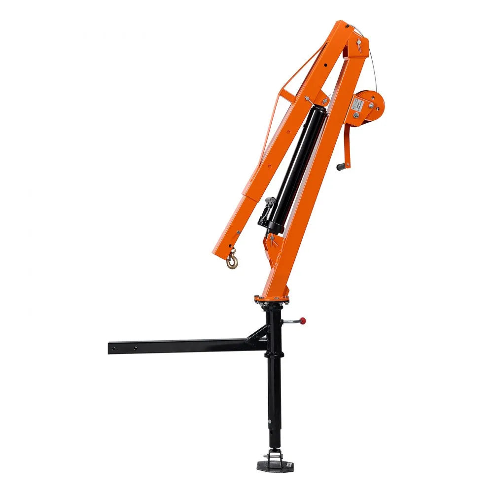 VEVOR Truck Crane, 500 lbs Pickup Hitch Crane Trailer Hitch Mounted with Manual Winch & Hydraulic Jack, 360° Rotating Telescopic Boom, Foldable Truck Bed Jib Hoist for Machine Lumber Equipment Lifting