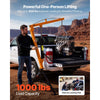 VEVOR Truck Crane, 1000 lbs Pickup Hitch Crane Trailer Hitch Mounted, Manual Hydraulic with 8T Hydraulic Jack, 360° Rotating Telescopic Boom,Foldable Truck Bed Jib for Machine Lumber Equipment Lifting