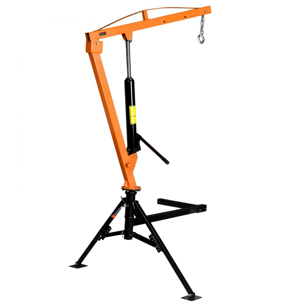 VEVOR Truck Crane, 1000 lbs Pickup Hitch Crane Trailer Hitch Mounted, Manual Hydraulic with 8T Hydraulic Jack, 360° Rotating Telescopic Boom,Foldable Truck Bed Jib for Machine Lumber Equipment Lifting