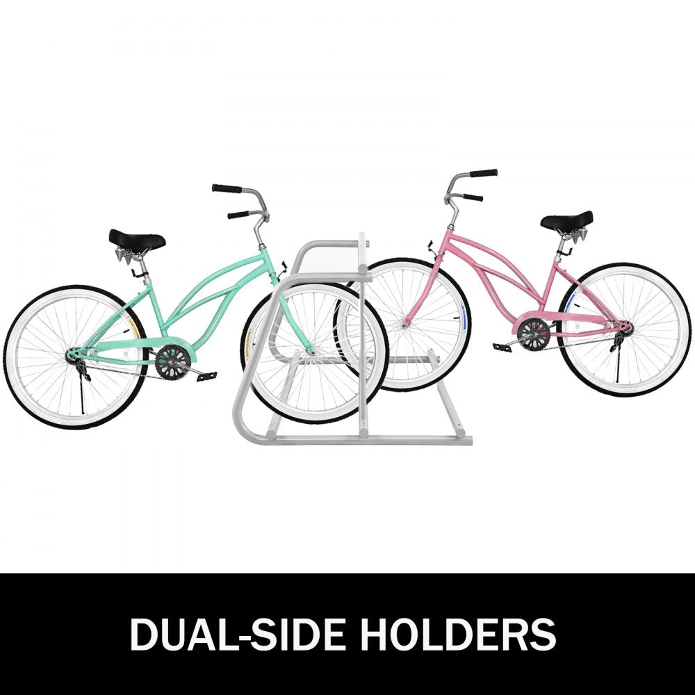 VEVOR 10 Holders Floor Bike Rack, 59\" Length All-Steel Grid Bike Rack, 10-Bike Capacity Dual-Side Storage Stand for Garages Streets Yards Bike Events