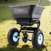 VEVOR Broadcast Spreader, 100LBS4Capacity, Walk-Behind Push Spreader, 0-9.8ft Spreading Width, 13 in All Terrain Pneumatic Tires, Lawn Spreaders with Hopper Grate, for Seed, Fertilizer, Salt, Ice Melt