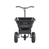 VEVOR Broadcast Spreader, 100LBS4Capacity, Walk-Behind Push Spreader, 0-9.8ft Spreading Width, 13 in All Terrain Pneumatic Tires, Lawn Spreaders with Hopper Grate, for Seed, Fertilizer, Salt, Ice Melt