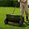 VEVOR Broadcast Spreader 50 lbs Capacity Walk-Behind Push Drop Spreader, for Lawn & Garden Care, 18 in Spreading Width & 10 Adjustable Settings, 10 in All Terrain Tires for Seed, Fertilizer, Black