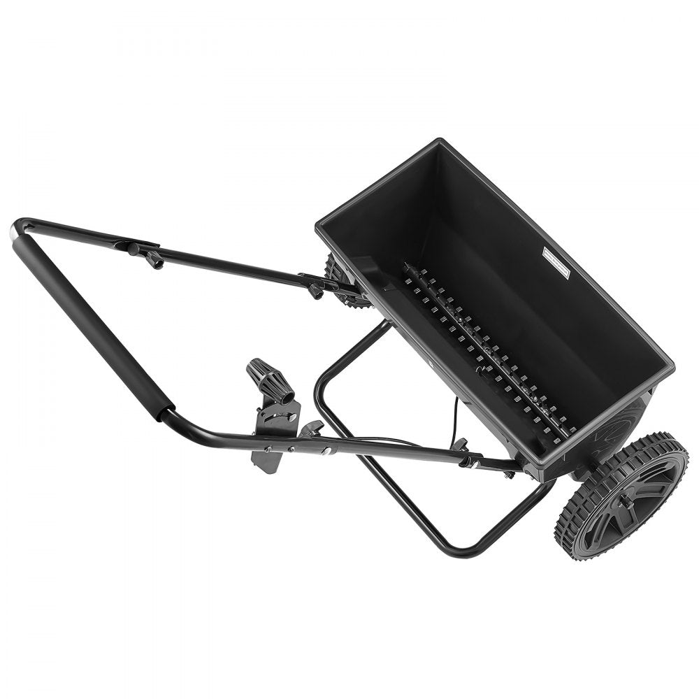 VEVOR Broadcast Spreader 50 lbs Capacity Walk-Behind Push Drop Spreader, for Lawn & Garden Care, 18 in Spreading Width & 10 Adjustable Settings, 10 in All Terrain Tires for Seed, Fertilizer, Black